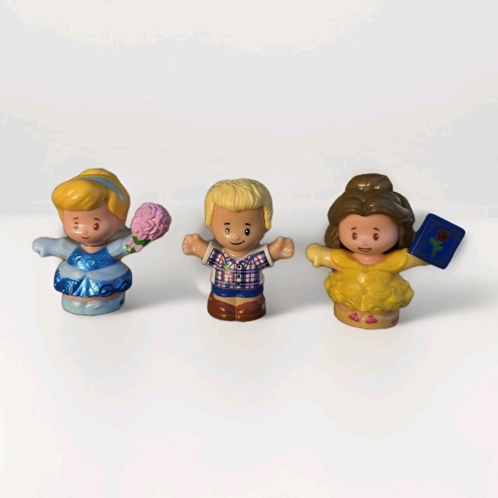 Fisher Price Little People Lot Of 3 Cinderella W Bouquet Belle W Book Barbie Ken